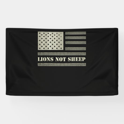 Lions Not Sheep USA Flag Independence Day Spandoek (Horizontaal)