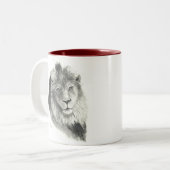 Lion's Pride - Burgundy Tweekleurige Koffiemok (Voorkant links)