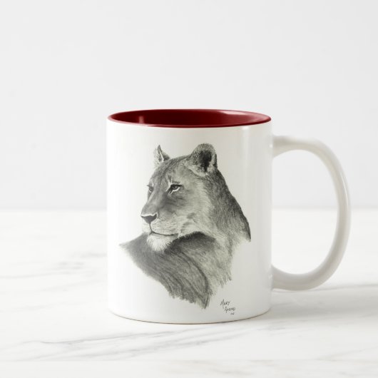 Lion's Pride - Burgundy Tweekleurige Koffiemok (Rechts)