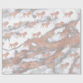 Lions roze Roze Roos Goud Metaalkleurig Cadeaupapier (Vlak)