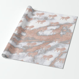 Lions roze Roze Roos Goud Metaalkleurig Cadeaupapier