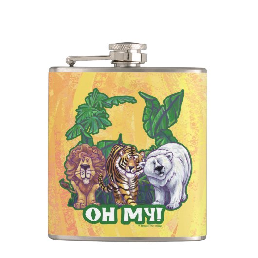 Lions Tiger Beren Oh Mijn Heupfles (Voorkant)