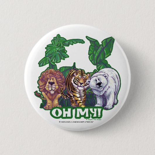 Lions Tiger Beren Oh Mijn Ronde Button 5,7 Cm (Voorkant)