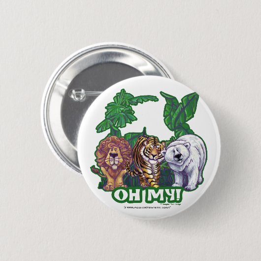 Lions Tiger Beren Oh Mijn Ronde Button 5,7 Cm (Voorkant /achterkant)