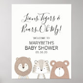 Lions Tigers Beren Dierlijk Baby shower Welkomstte Poster (Voorkant)