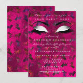 Lions Vivid Pink Makeup White Glitter 16th Bridal Kaart (Voorkant / Achterkant)