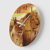 Lions Wildlife Acrylic Wall Clock Grote Klok (Hoek)