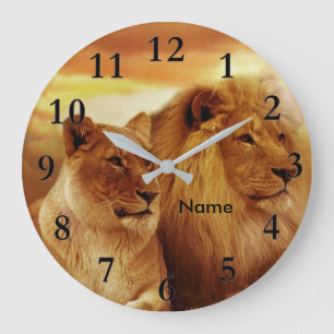 Lions Wildlife Acrylic Wall Clock Grote Klok