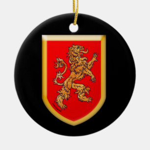 Lionschild op zwart keramisch ornament