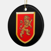 Lionschild op zwart keramisch ornament (Links)