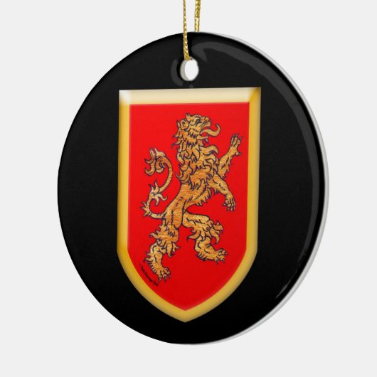 Lionschild op zwart keramisch ornament (Links)