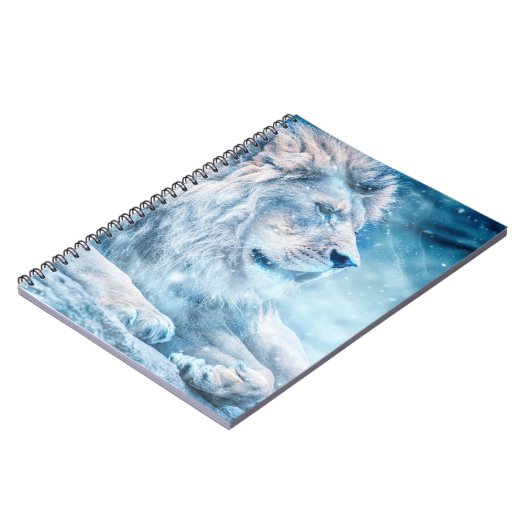 Lionsneeuw die op een kunstdier ligt notitieboek (Linkerzijde)