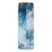 Lionsneeuw die op een kunstdier ligt thermosbeker (Achterkant)