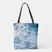 Lionsneeuw die op een kunstdier ligt tote bag (Achterkant)
