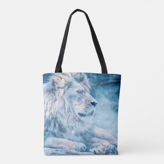 Lionsneeuw die op een kunstdier ligt tote bag (Achterkant)