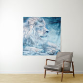 Lionsneeuw die op een kunstdier ligt wandkleed (In situ)