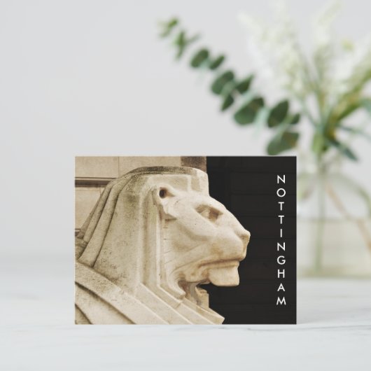 Lionstandbeeld in Nottingham Briefkaart (Staand voorkant)