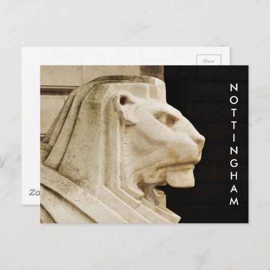 Lionstandbeeld in Nottingham Briefkaart (Voorkant / Achterkant)