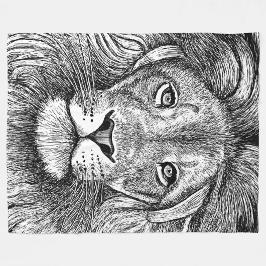 Liontekening Fleece Deken (Voorkant (Horizontaal))