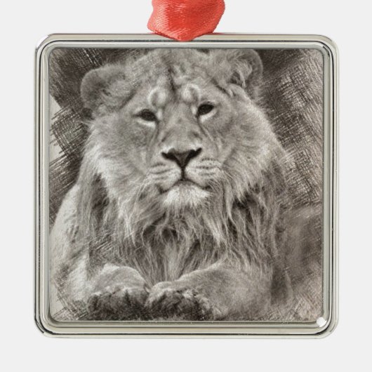 Liontekening Metalen Ornament (Voorkant)