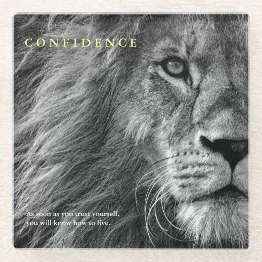 Lionvertrouwensprijsopgave Inspirerend Glazen Onderzetter (Voorkant)