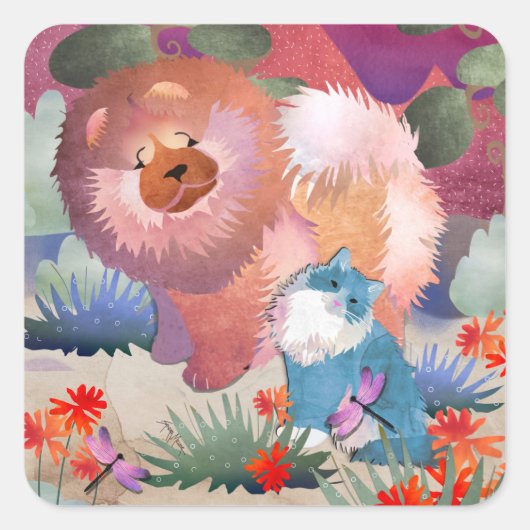 LIONZ- EN DRAGONZ-vierkante stickers (Voorkant)