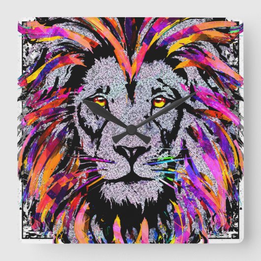 Lionzijde - Realistisch leeuwenkoppeling wandklok (Voorkant)