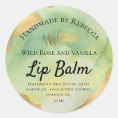 Lip Balm Etiket Groen Waterverf & Goud (Voorkant)