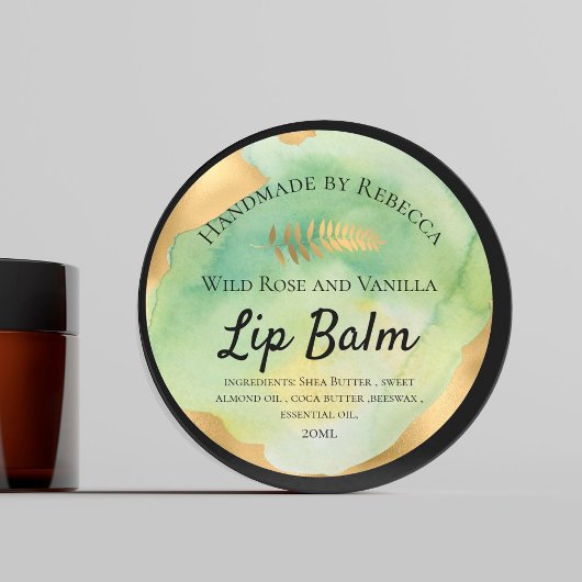 Lip Balm Etiket Groen Waterverf & Goud