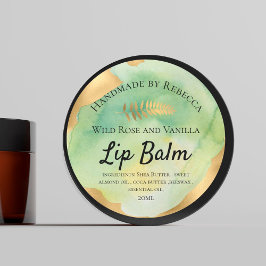Lip Balm Label Green Waterverf & Gold