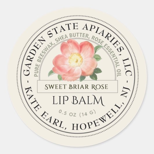Lip Balm Label met Old World-Roos op ivoor (Voorkant)