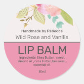 Lip Balm Roze Bloem Classic Ronde Sticker (Voorkant)