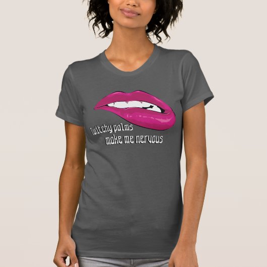 lip beet twitchy palm grappig shirt donkergrijs (Voorkant)