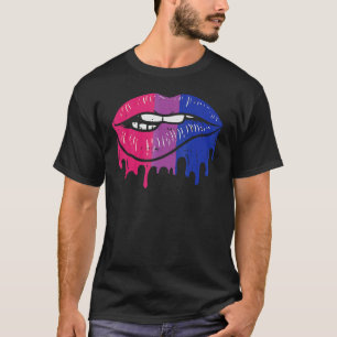 Lip Bite Retro Drip Lgbt Bisexual Colors Gay Flag T-shirt