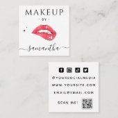 Lip Biting & Sparkles Makeut Artist Qr Code Social Vierkante Visitekaartje (Voorkant / Achterkant)