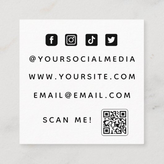 Lip Biting & Sparkles Makeut Artist Qr Code Social Vierkante Visitekaartje (Achterkant)