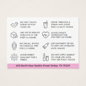 LIP BLOEDZWARE AFTERCARE INSTURCTIES VISITEKAARTJE (Achterkant)