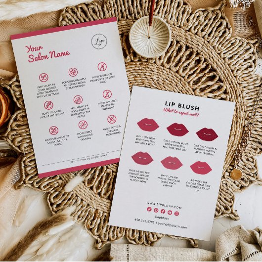 Lip Blush Aftercare Instructies PMU Instructie Visitekaartje