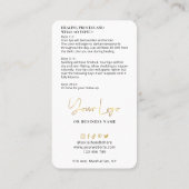 Lip Blush Care Instructies White & Gold PMU Logo Visitekaartje (Achterkant)