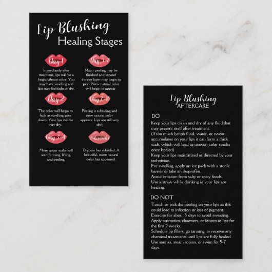 Lip Blush Nazorg Kaart w / Dubbelzijdig ontwerp Visitekaartje (Voorkant / Achterkant)