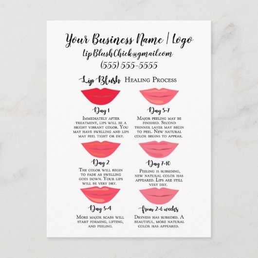 Lip Blush-stadia van genezing en nazorg Briefkaart (Voorkant)