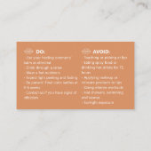 Lip Blush Tattoo Aftercare Advice Card Visitekaartje (Achterkant)