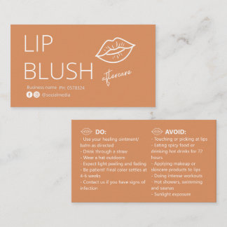  Lip Blush Tattoo Aftercare Advice Card Visitekaartje