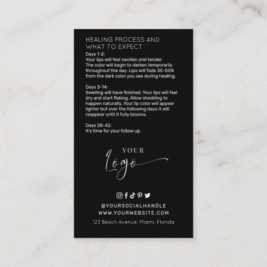 Lip Blush Tattoo Minimale Logo na de Intel Health  Visitekaartje (Achterkant)