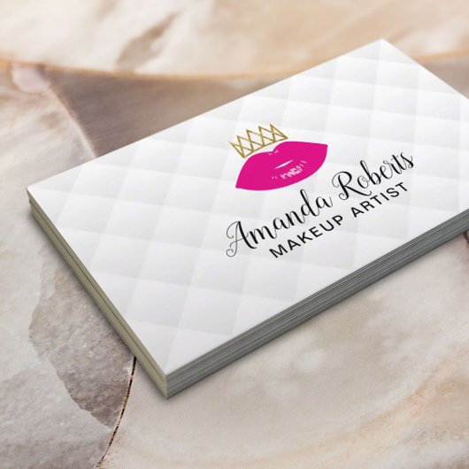 Lip Boss Makeup Artist Pink Lips & Crown Modern Visitekaartje