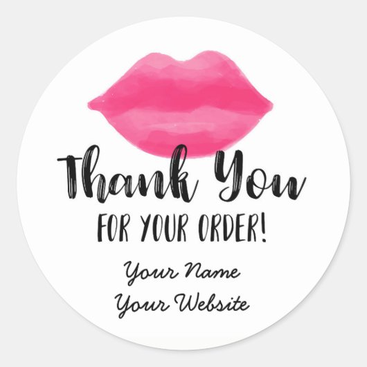 Lip Business Dank u Stickers, lippen, lippenstift Ronde Sticker (Voorkant)