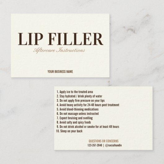 Lip Filler Natercare Visitekaartje (Voorkant / Achterkant)