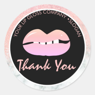 Lip Gloss Business Logo Marble Glitter Attitude Ronde Sticker