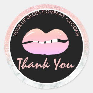 Lip Gloss Zakelijk Logo Marmer Glitter Attitude Ronde Sticker