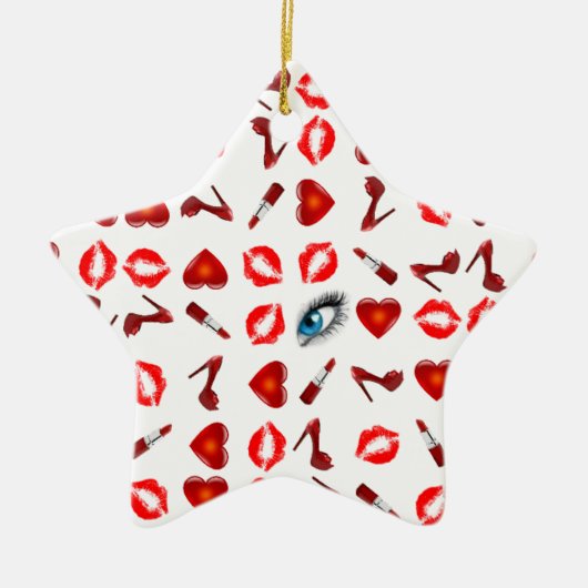 Lip Kiss Chic Keramisch Ornament (Voorkant)